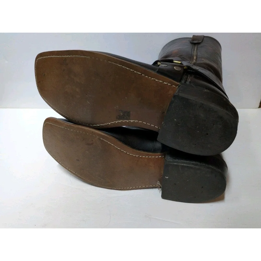 VTG USA-Made RODEO 32304 Square Toe Harness Roper-Style Leather Boots Sz 9 1/2 D